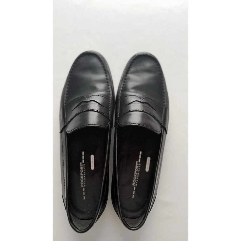 Men's Rockport #100002 Black Leather Slip On Loafers Trutech EUC NO BOX Sz 11.5